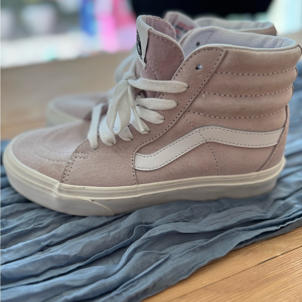 Vans Pink and White High-Top Sneakers